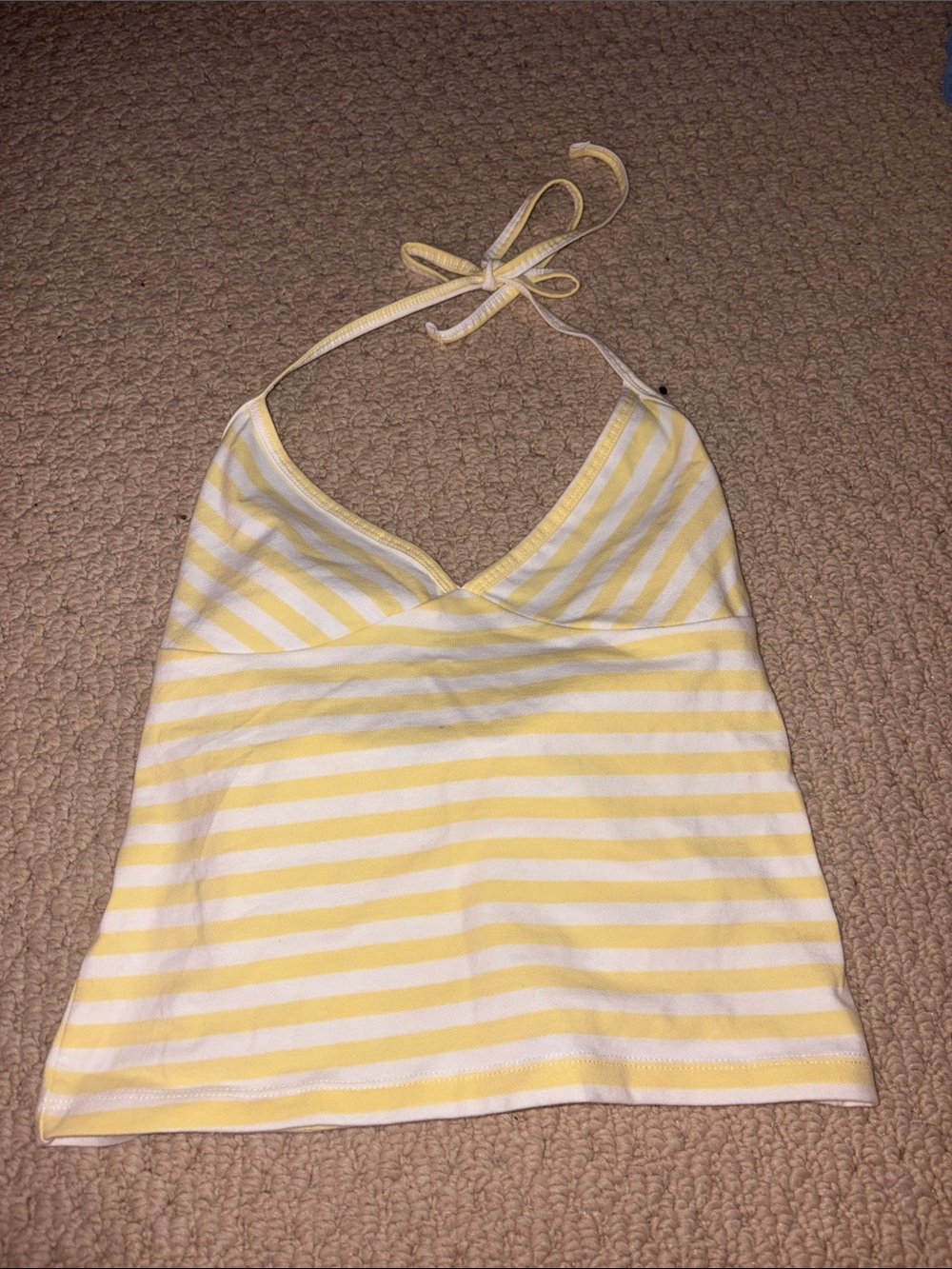Target Yellow and White Striped Halter Tank Top